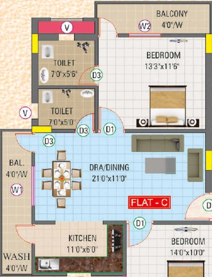 2 BHK Flat in Nexxgen Baleshwar Regency in Tupudana, Ranchi - Image 424595