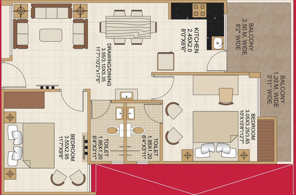 2 BHK Flat in Draupadi Shashwat Apartments in Khajuri kalan, Bhopal - Image 852944