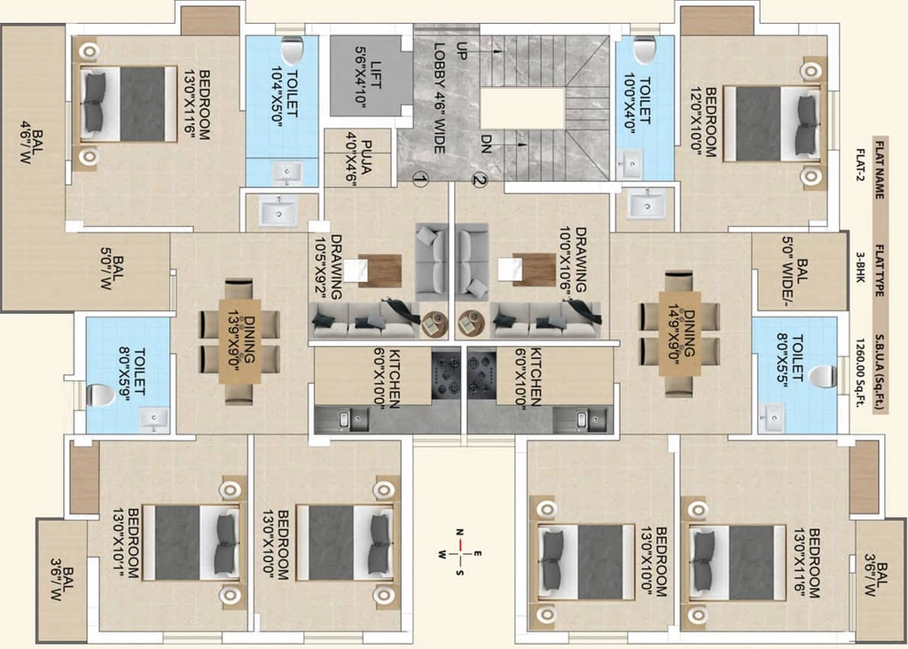 Floor Plan of Prayas Sarda Enclave in Tupudana, Ranchi - Image 15925