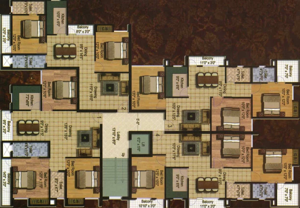 Floor Plan of Songauri Dhanesh Residency in Morabadi, Ranchi - Image 13930