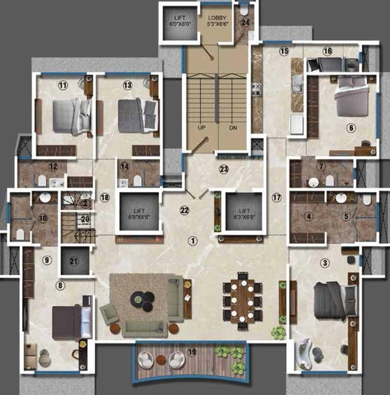 Floor Plan of Ekta Verve in Khar West, Mumbai - Image 14120