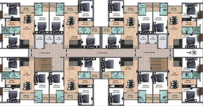Floor Plan of Aryan Ashashree Heights in Morabadi, Ranchi - Image 47633