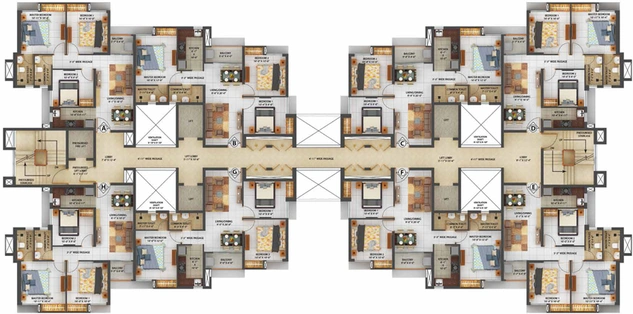 Floor Plan of Merlin Rise in Rajarhat, Kolkata - Image 47724