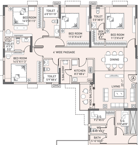 4 BHK Flat in Bhawani Inara in New Town, Kolkata - Image 494967