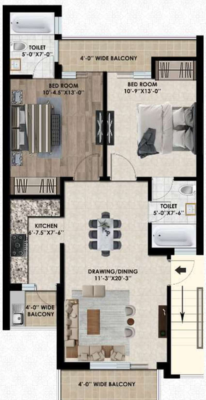 2 BHK Flat in SBP City Of Dreams in Zirakpur, Chandigarh - Image 512450