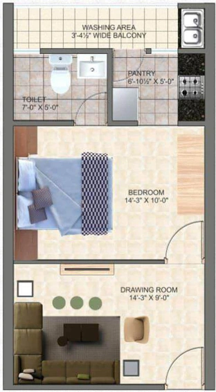 1 BHK Flat in SBP City Of Dreams in Zirakpur, Chandigarh - Image 512449