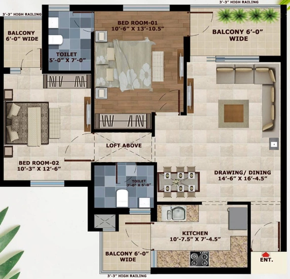 2 BHK Flat in SBP Homes Gardenia in Mohali, Chandigarh - Image 366228