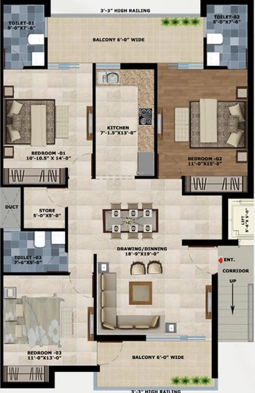3 BHK Flat in SBP Homes Gardenia in Mohali, Chandigarh - Image 366229