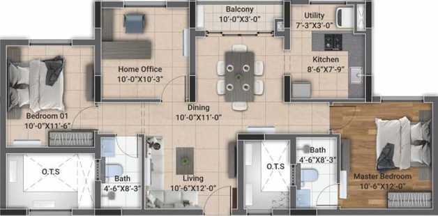 2 BHK Flat in DRA D Elite in Sholinganallur, Chennai - Image 353622