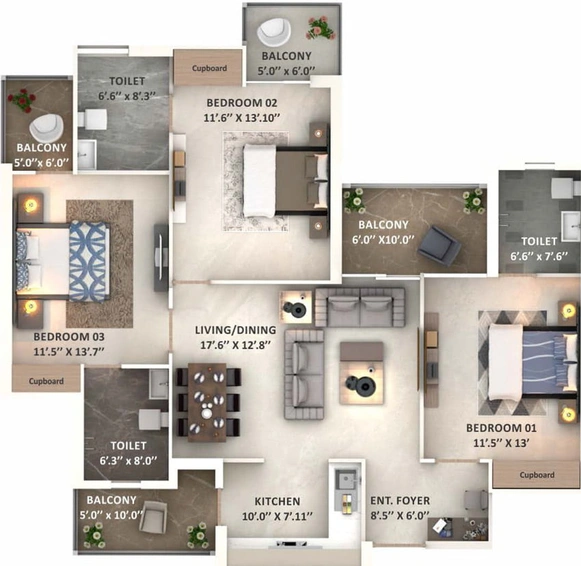 3 BHK Flat in Vera Lok Awas in Mohali, Chandigarh - Image 366484