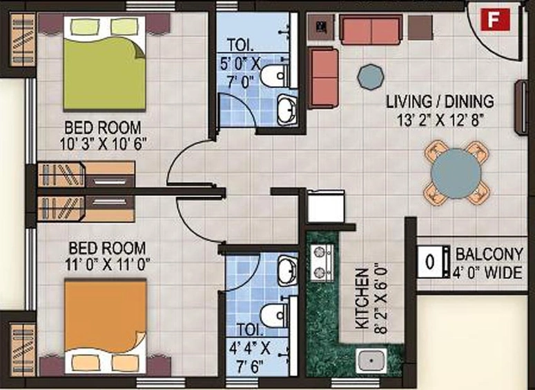 2 BHK Flat in Magnolia Fantasia in Barasat, Kolkata - Image 357471
