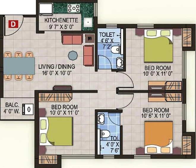 3 BHK Flat in Magnolia Fantasia in Barasat, Kolkata - Image 357472