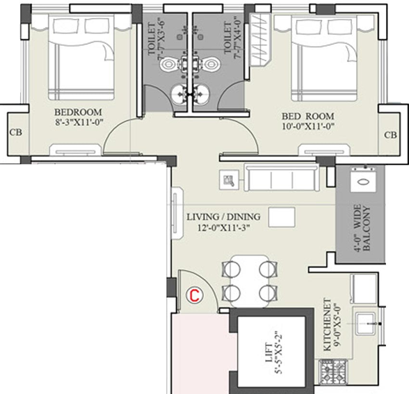 2 BHK Flat in Magnolia Mulberry in New Town, Kolkata - Image 495144
