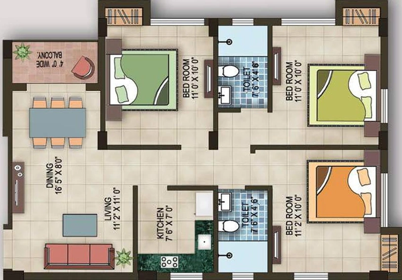 3 BHK Flat in Magnolia Sports City in Barrackpore, Kolkata - Image 767704