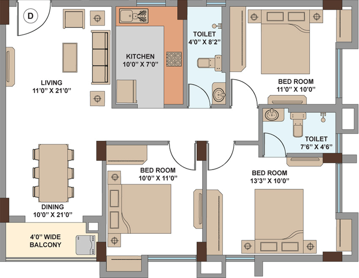 3 BHK Flat in Srijan Eternia in Madhyamgram, Kolkata - Image 360260