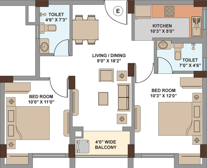 2 BHK Flat in Srijan Eternia in Madhyamgram, Kolkata - Image 360258