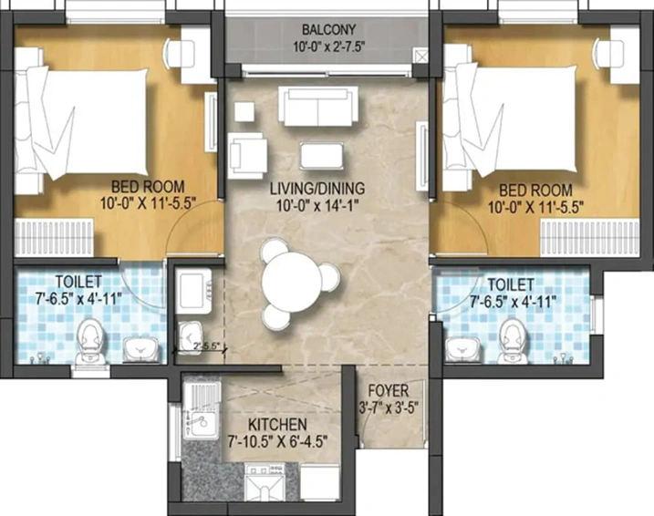2 BHK Flat in TVS Green Enclave in Porur, Chennai - Image 353802