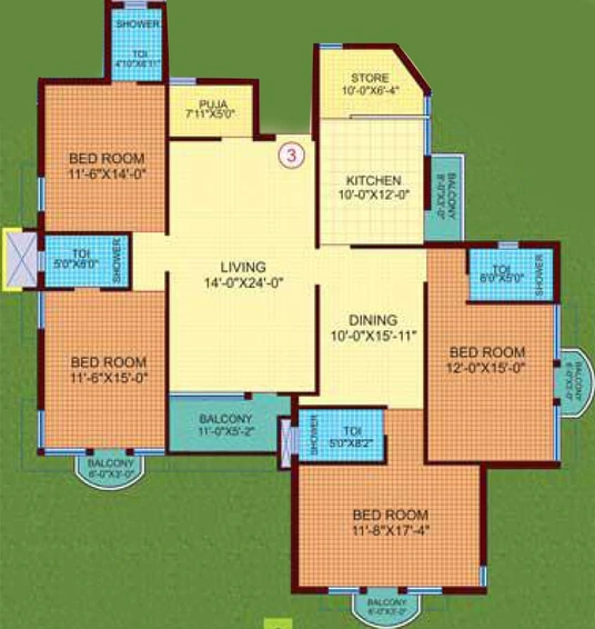4 BHK Flat in Pranami Green View Heights in Bariatu, Ranchi - Image 793674