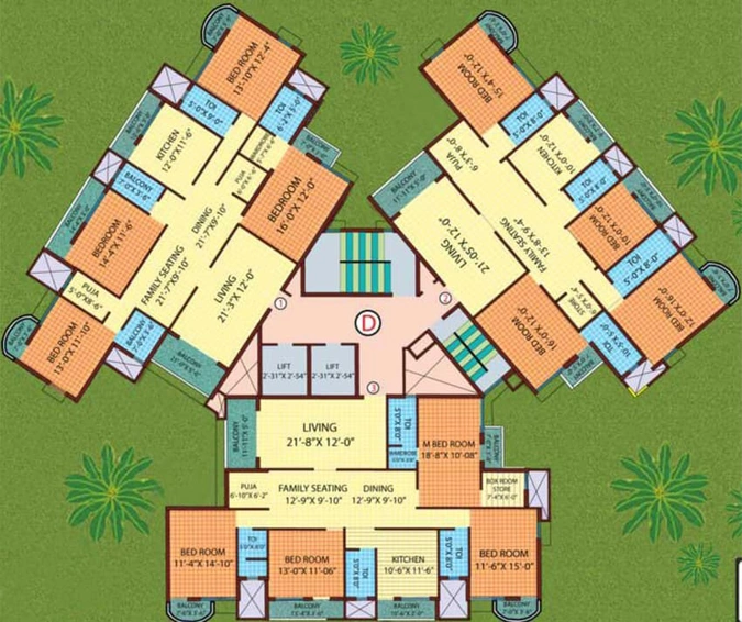 Floor Plan of Pranami Green View Heights in Bariatu, Ranchi - Image 125989