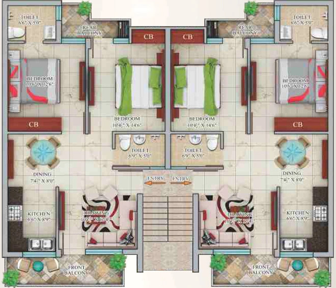 Floor Plan of Lavasa Homes in Zirakpur, Chandigarh - Image 5436
