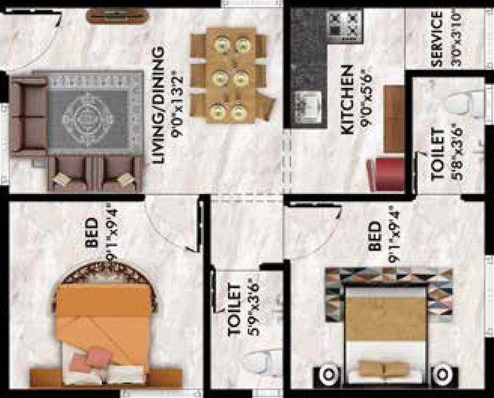 2 BHK Flat in Astrum Dreamz in Thiruvallur, Chennai - Image 493921