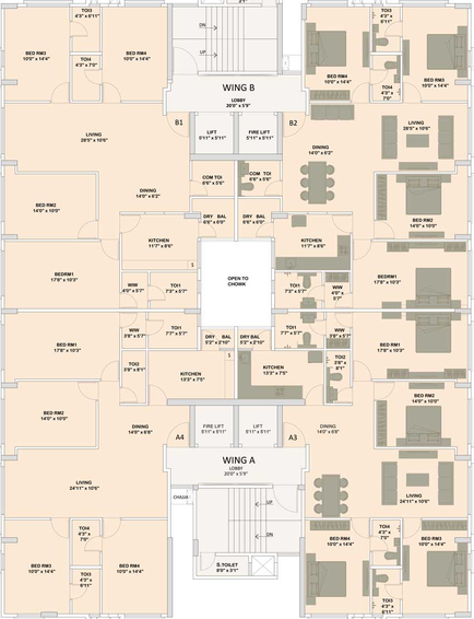 Floor Plan of Parinee JIC 11 West in Juhu, Mumbai - Image 16964