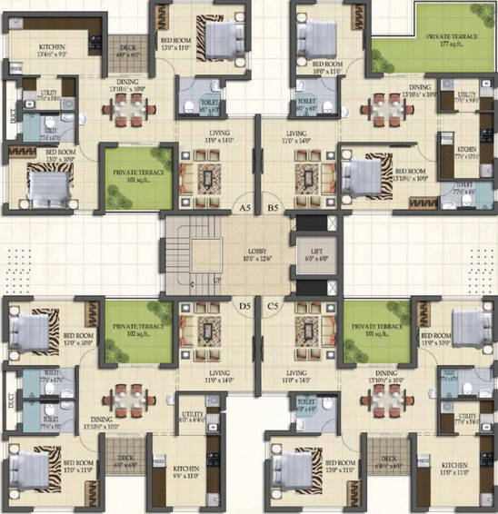 Floor Plan of Pearl Queens Park in Medavakkam, Chennai - Image 4111