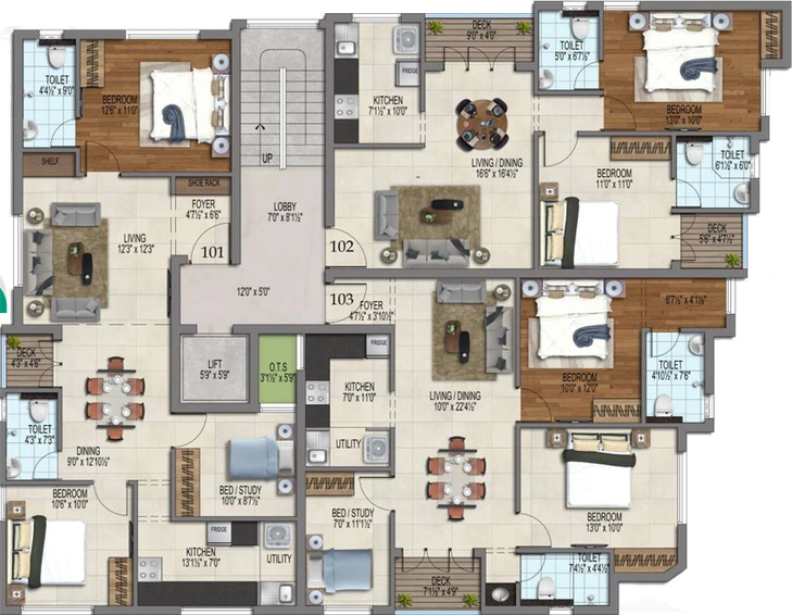 Floor Plan of Pearl Krishna in Medavakkam, Chennai - Image 4117