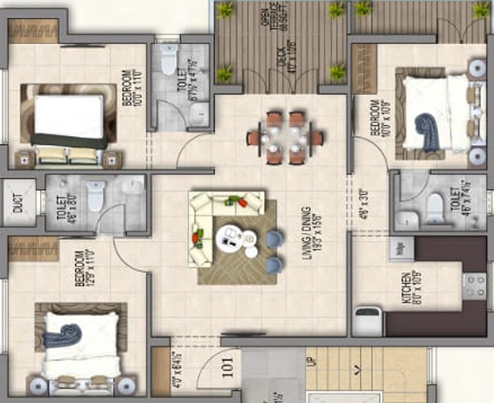 3 BHK Flat in Pearl Azalea in Medavakkam, Chennai - Image 493941