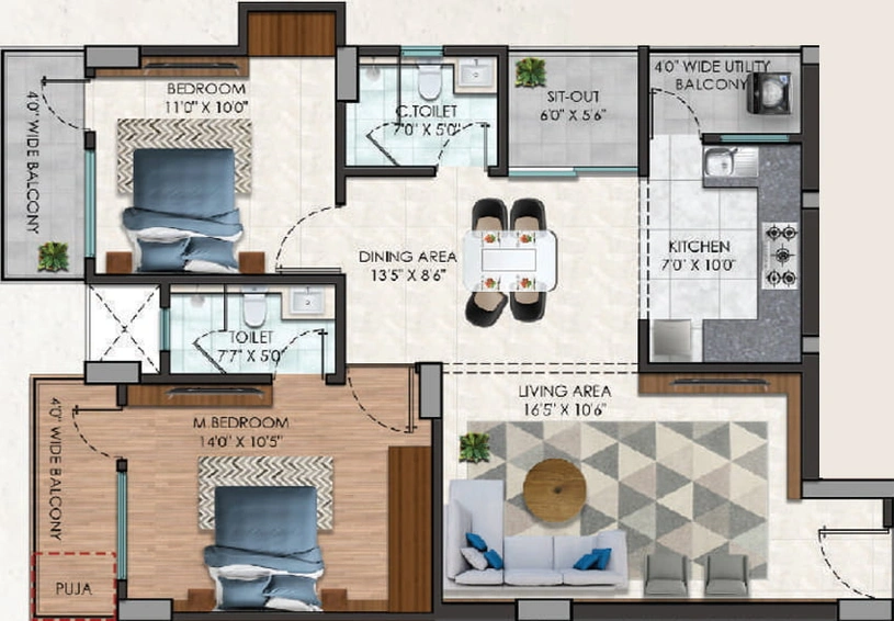 2 BHK Flat in Aashiyana Savitri Enclave in Tupudana, Ranchi - Image 432178