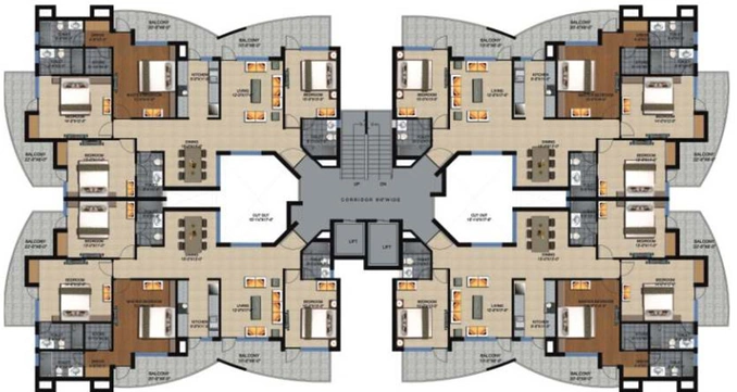 Floor Plan of Fortune Victoria Heights in Mohali, Chandigarh - Image 5505