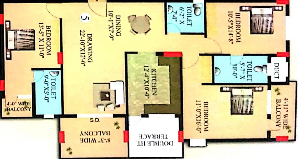 3 BHK Flat in Abhishek Oakland Park in Van Vrindavan Colony, Ranchi - Image 501885