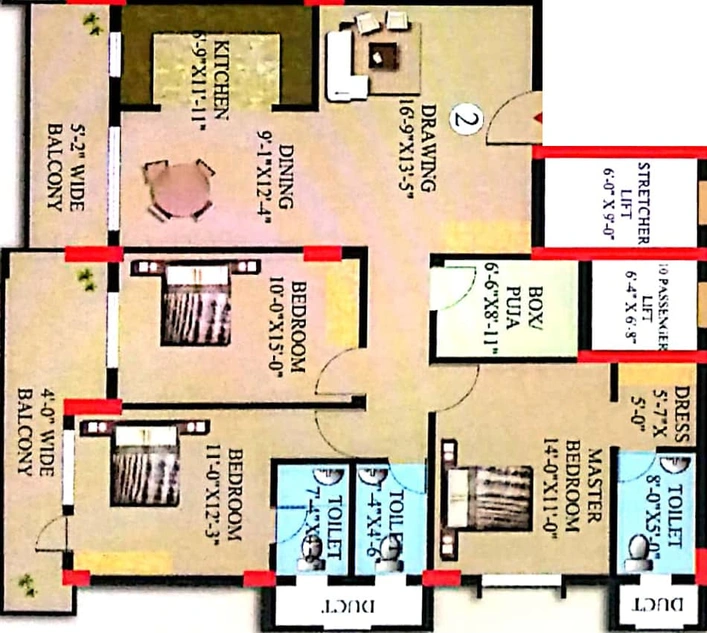 3 BHK Flat in Abhishek Oakland Park in Van Vrindavan Colony, Ranchi - Image 501884