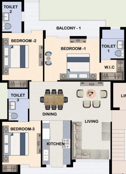 3 BHK Flat in Bliss Orra in Zirakpur, Chandigarh - Image 367781