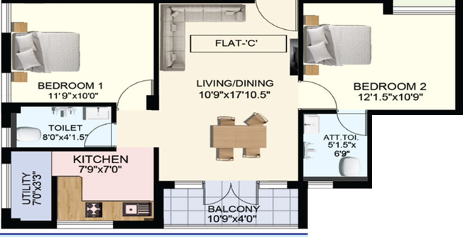 2 BHK Flat in Obel Orchids in Kolathur, Chennai - Image 363350