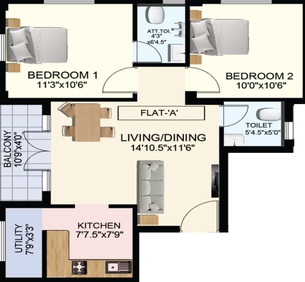 2 BHK Flat in Obel Orchids in Kolathur, Chennai - Image 363349