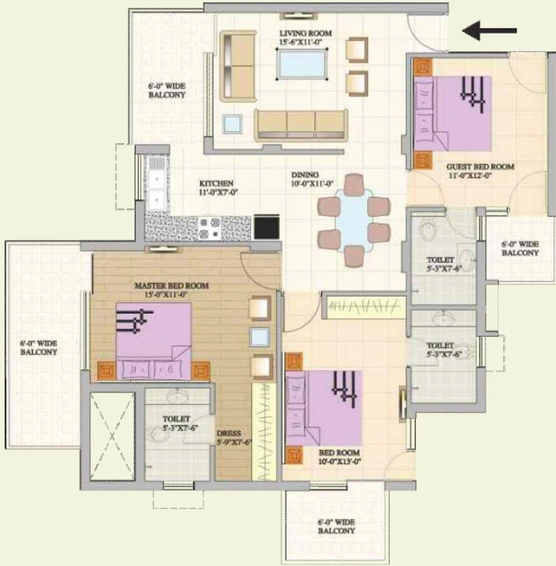 3 BHK Flat in Mona Greens in Zirakpur, Chandigarh - Image 367892