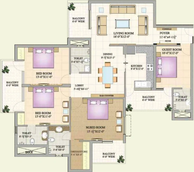 4 BHK Flat in Mona Greens in Zirakpur, Chandigarh - Image 367893