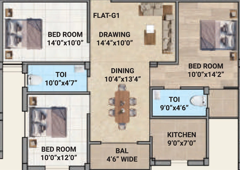 3 BHK Flat in Aryan Enclave in Tupudana, Ranchi - Image 432334