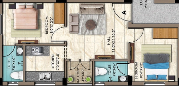 2 BHK Flat in Sri Saai Narayani Apartments in Choolaimedu, Chennai - Image 363459