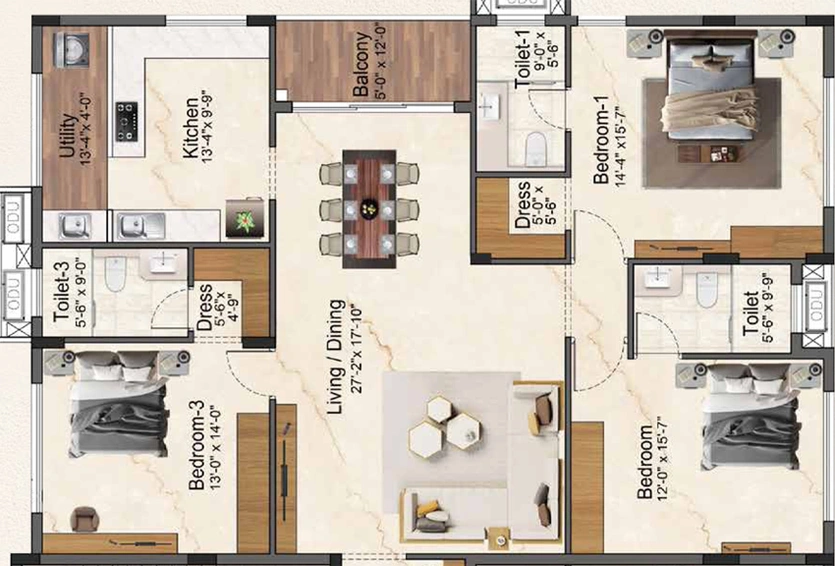 3 BHK Flat in AR Amara Ahilya in Nungambakkam, Chennai - Image 362168