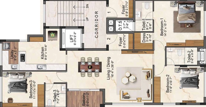 3 BHK Flat in AR Amara Ahilya in Nungambakkam, Chennai - Image 362169