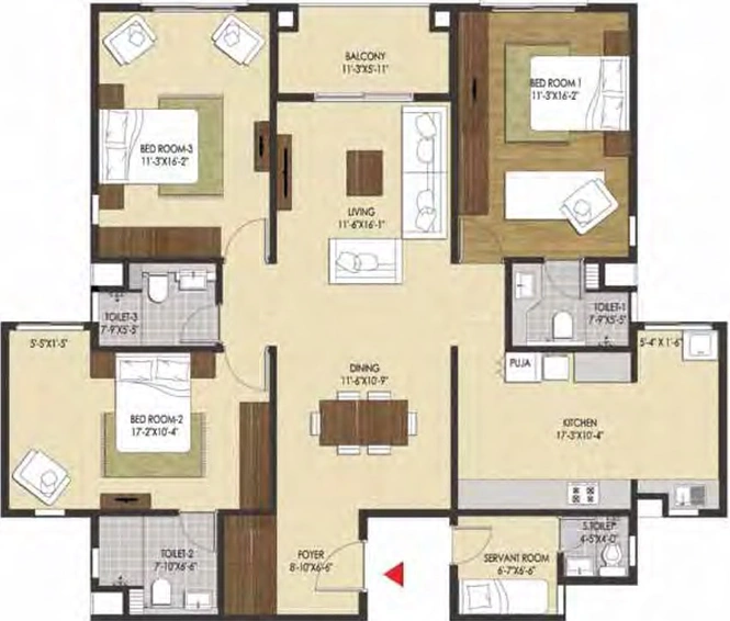 3 BHK Flat in Brigade Xanadu in Mogappair, Chennai - Image 494104