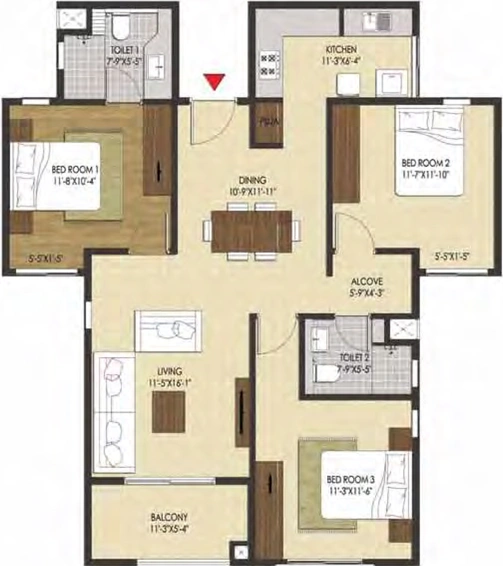 3 BHK Flat in Brigade Xanadu in Mogappair, Chennai - Image 494103