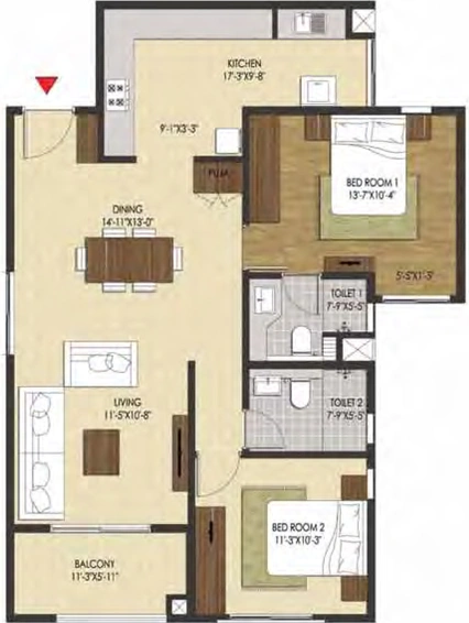 2 BHK Flat in Brigade Xanadu in Mogappair, Chennai - Image 494102