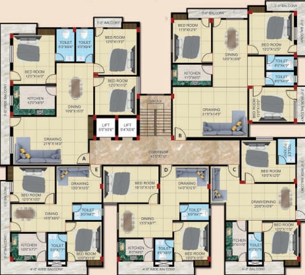 Floor Plan of Amrit Valley Apartment in Getlatu, Ranchi - Image 51829