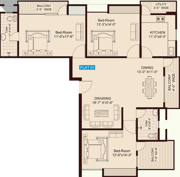 3 BHK Flat in M Tech Neelam Residency in Bariatu, Ranchi - Image 369060