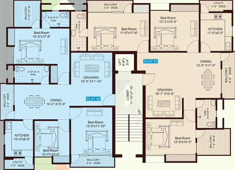 Floor Plan of M Tech Neelam Residency in Bariatu, Ranchi - Image 5824