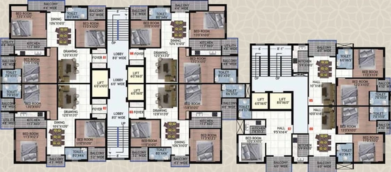 Floor Plan of R.S. Pragati Gardenia in Bahu Bazaar, Ranchi - Image 53391