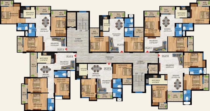 Floor Plan of Lucky Capital Garden in Pundag, Ranchi - Image 5819